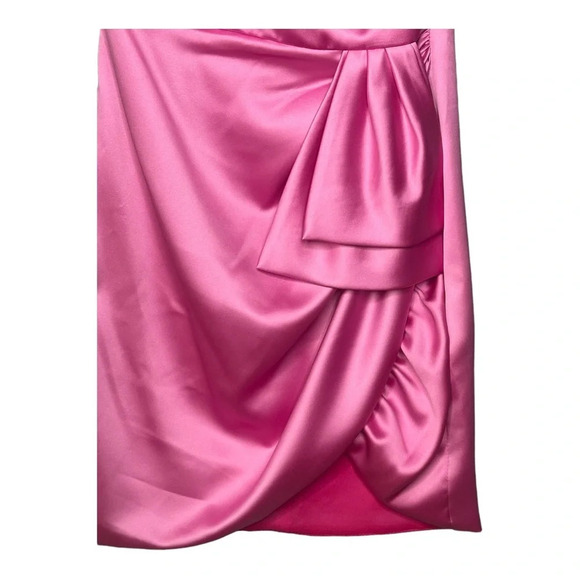 Ieena for Mac Duggal One Shoulder Puff Sleeve Ruched Dress in Pink. Sz: 6 - Picture 6 of 11